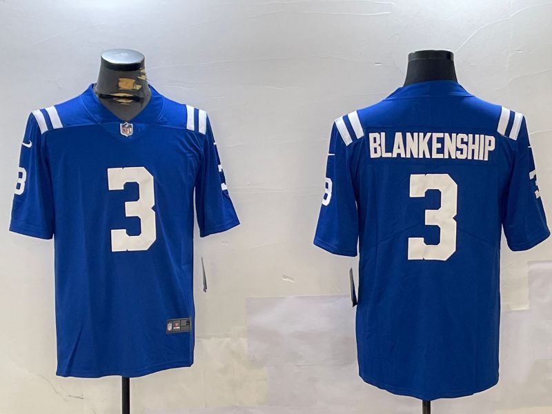 Men Indianapolis Colts 3 Blankenship Blue Second generation 2024 Nike Limited NFL Jersey style 1